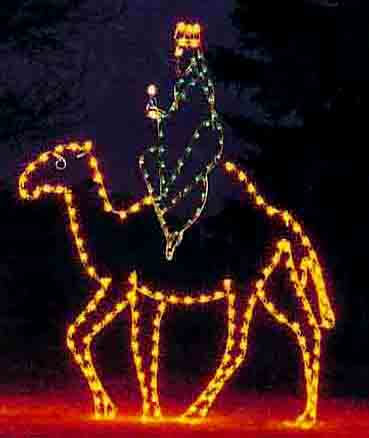 10' Green Wise Man With Camel Holiday Light Display