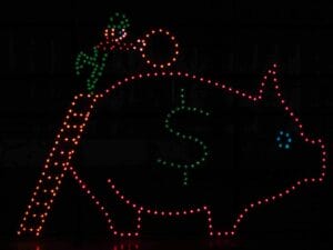 12' Animated Elf With Piggy Bank Holiday Light Display