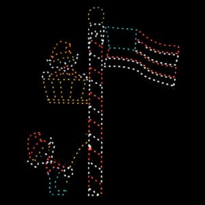 12' Animated Elf And Flag Holiday Light Display