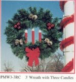 3' Garland Wreath With 3 Candles Pole Mount Holiday Light Display