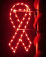 4' Silhouette Pink Ribbon Pole Mount Holiday Light Display
