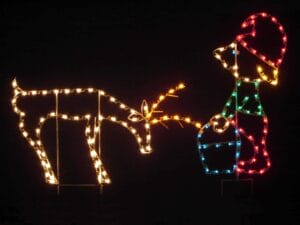 5' Elf Feeding Deer Holiday Light Display