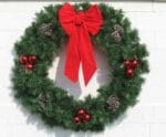 5' Deluxe Garland Building Front Wreath With Red Bow