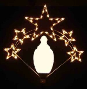 5' White Five Star Lamppost Holiday Light Display