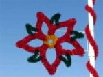 5' Garland Poinsettia Pole Mount Holiday Light Display
