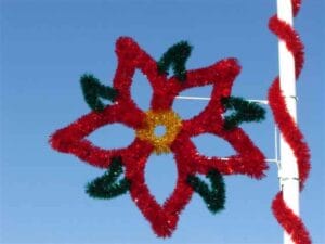 5' Garland Poinsettia Pole Mount Holiday Light Display