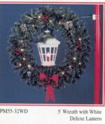 5' Garland Wreath With White Lantern Pole Mount Holiday Light Display