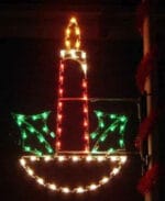 5' Candle In Holly Pole Mount Holiday Light Display