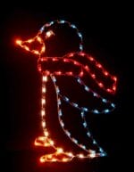 5' Silhouette Penguin Pole Mount Holiday Light Display