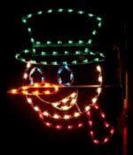 5' Silhouette Snow Man Face Pole Mount Holiday Light Display