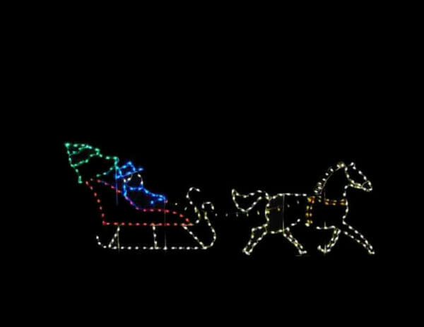 5' Animated Yuletide Horse And Sleigh Holiday Light Display