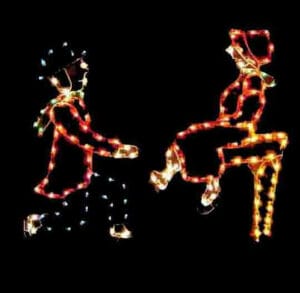 5' Man With Women On Bench Holiday Light Display