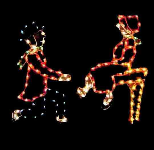 5' Man With Women On Bench Holiday Light Display