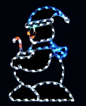 5' Snow Kid With Candy Cane Holiday Light Display
