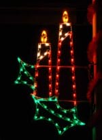 5.5' Double Candle In Holly Pole Mount Holiday Light Display