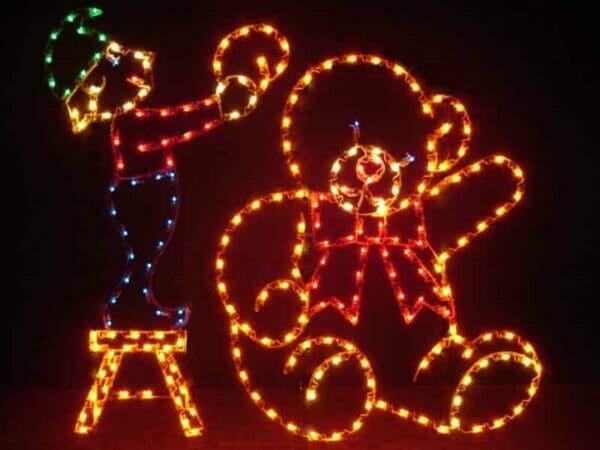 6' Elf Repairing Bear Holiday Light Display