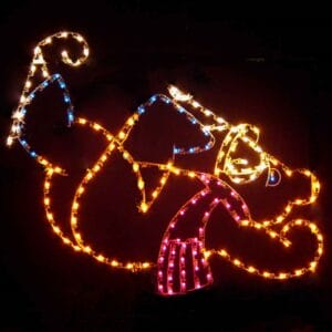 6' Falling Bear With Skates Holiday Light Display