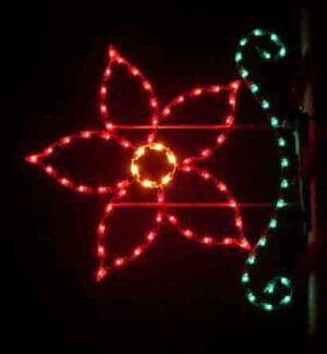 6' Poinsettia With Enhancer Pole Mount Holiday Light Display