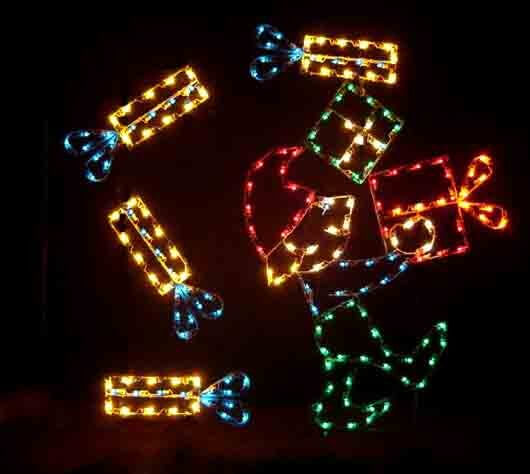 7' Elf With Animated Packages Holiday Light Display