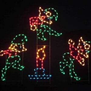 8' Animated Elf Jumping Candle Holiday Light Display