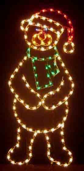 8' Bear With Santa Hat Holiday Light Display