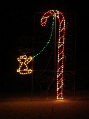 16' Animated Bear Climbing Candy Cane Holiday Light Display