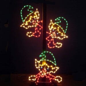 4' Animated Peeker Elves Holiday Light Display