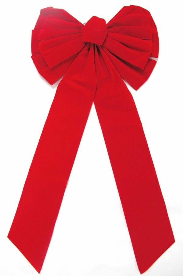 14" OUTDOOR RED VELVET CHRISTMAS BOW
