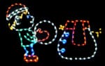 4' Elf Building A Snowman Holiday Light Display