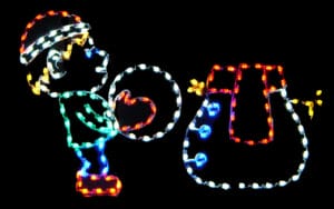 4' Elf Building A Snowman Holiday Light Display