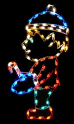 5' Elf With Candy Cane Holiday Light Display
