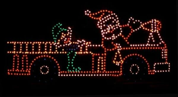 10' Santa Fire Truck Holiday Light Display