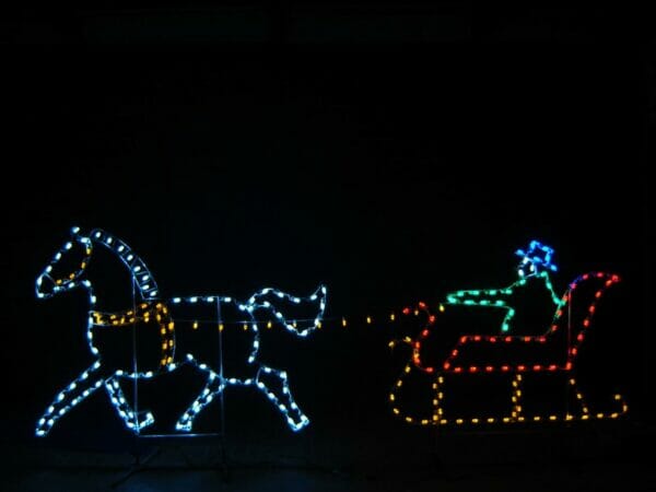 5' Horse And Sleigh Holiday Light Display