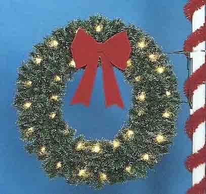 5' Traditional Garland Wreath Pole Mount Holiday Light Display