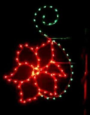 6' Poinsettia And Scroll Pole Mount Holiday Light Display