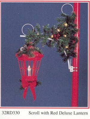 5' Garland Scroll With Red Lantern Pole Mount Holiday Light Display