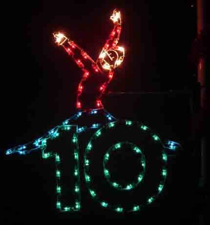 5' Twelve Days Of Christmas - Day 10 Pole Mount Holiday Light Display