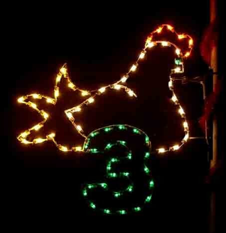 5' Twelve Days Of Christmas - Day 3 Pole Mount Holiday Light Display