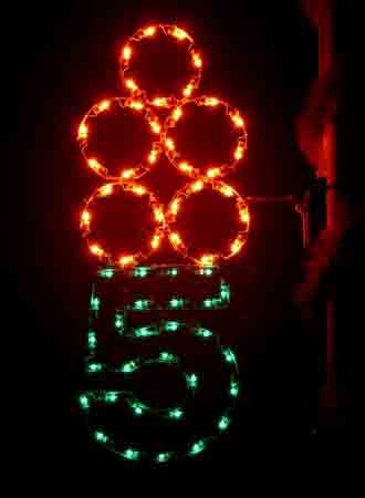 5' Twelve Days Of Christmas - Day 5 Pole Mount Holiday Light Display