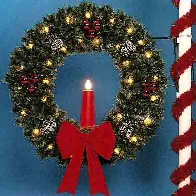 5' Garland Wreath With Candle Pole Mount Holiday Light Display