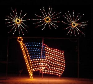 FLAG WITH ANIMATED STARBURST
