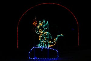 6.5' Animated Baby Dragon With Fire Rings Holiday Light Display