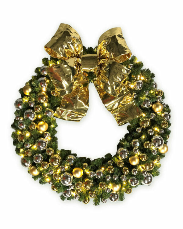 36" Non-Lit Gold and Silver Garland Bullpine Wreath