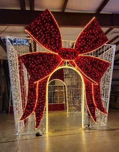 17' Walkthrough Package With Side Mounted Bow Holiday Light Display