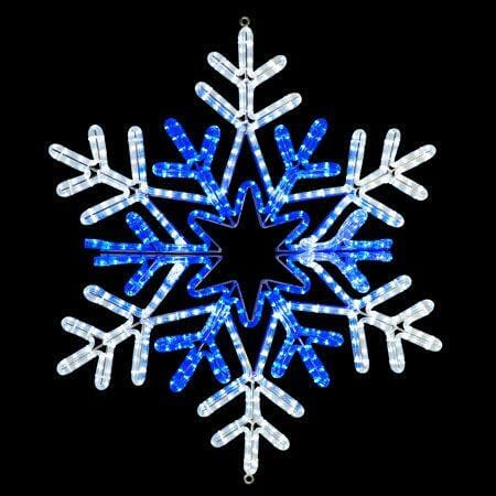 36" Pure White and Blue Vale Snowflake