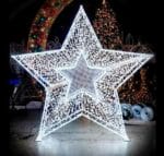 8' 3D Aluminum Star With Glitter Mesh Star Insert Holiday Lighting Display