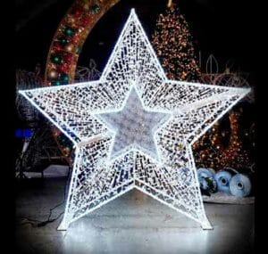 8' 3D Aluminum Star With Glitter Mesh Star Insert Holiday Lighting Display