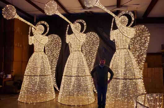 8' 3D Trumpeting Angels Holiday Light Display