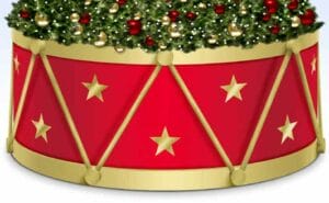 8' Tall Drum Style Panel Tree Riser Ring With Caps, Ropes, and Stars