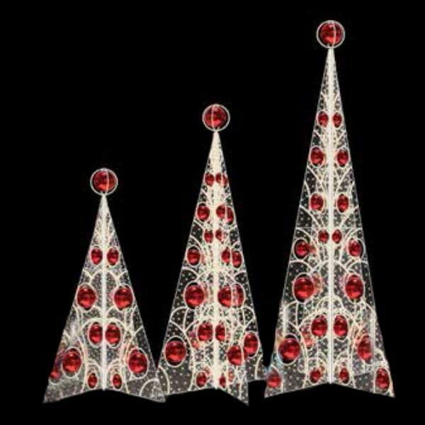9.5' Mesh Trees With Ball Ornaments Holiday Lighting Display